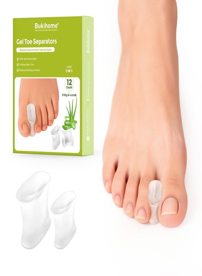 Bukihome Gel Toe Separators, Toe Spacers for Bunion, Corns & Overlapping Toes, Bunion Corrector for Men and Women, Bunion Pain Relief, Multi-Size - 12 Pack - Image 1